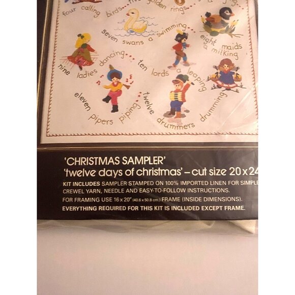 NOS Bucilla Twelve Days Of Christmas Embroidery Kit 48649 20x24" Linen Holiday - Picture 3 of 4